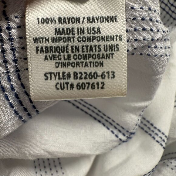 Bella Dahl High Low Button Down Blouse Top White Blue Plaid Womens M - Picture 10 of 10